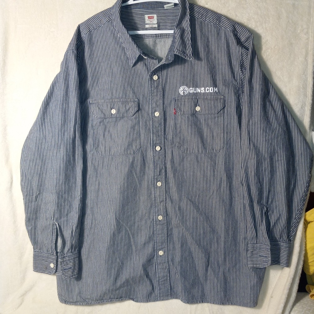 Levi's Relaxed Relaxed Long Sleeve Shirt Mens XXL Dark Blue Striped Collared